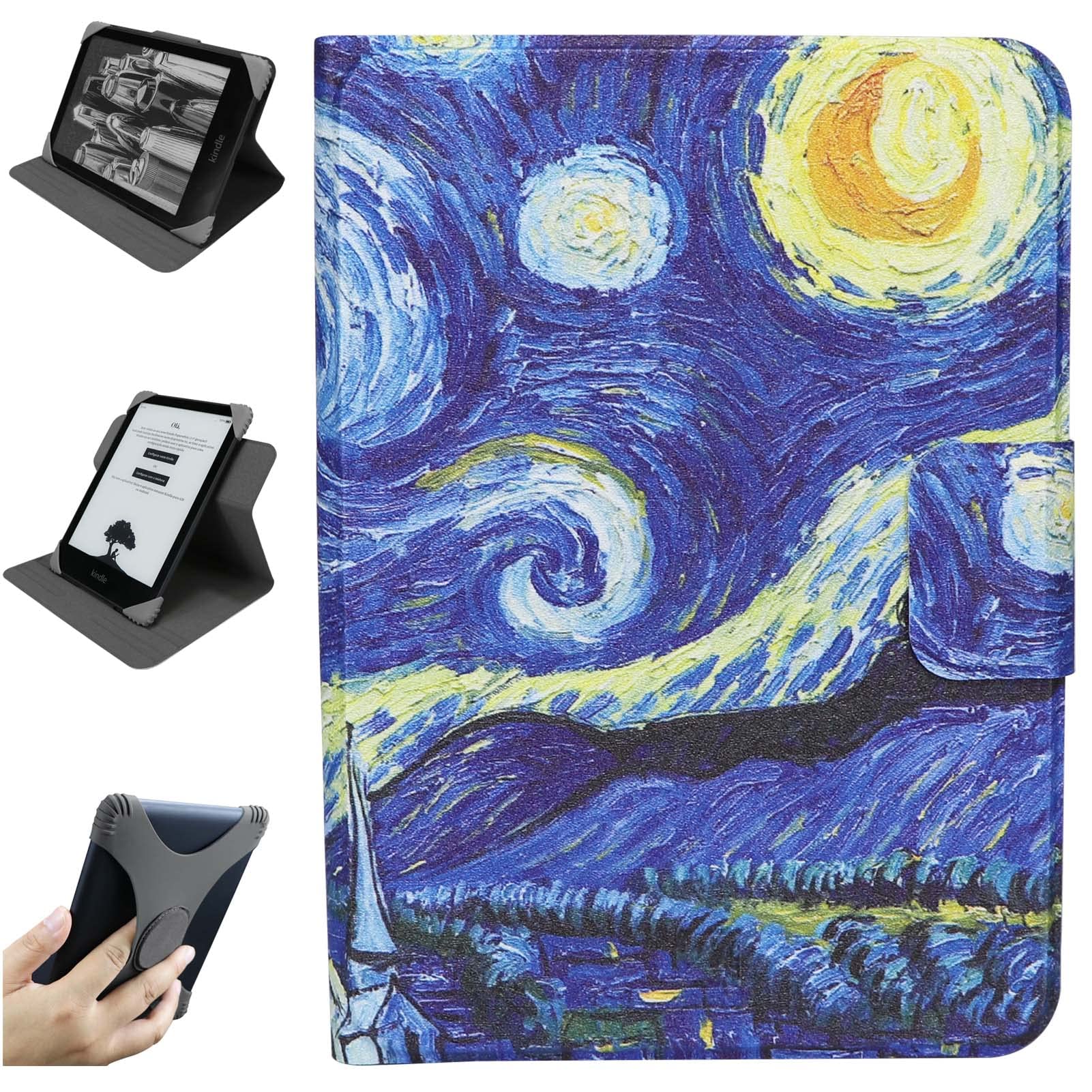 ZhaoCo Universal Detachable Case for 6'' New Kindle 2024/2022, Kobo Nia/Clara 2E / Clara HD, Lightweight Cover with Multiple Viewing Angles - Painting