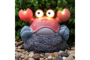 BASONCBS Solar Crab Outdoor Statues for Garden，Outside Decor Yard Art Lawn Ornaments Porch Patio Balcony Home House，Unique Birthdays Gifts for Mom Grandma Women Wife Sister Children Pink