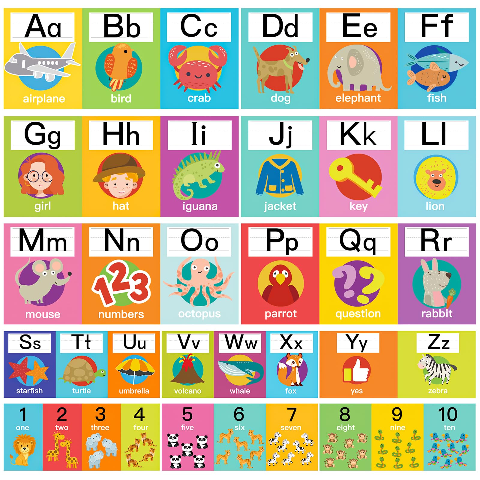 Photo 1 of 12Pcs Alphabet for Classroom Wall, Alphabet Line ABC Letters and Numbers Posters for Preschool Kindergarten Classroom Playroom Bedroom Wall Decor