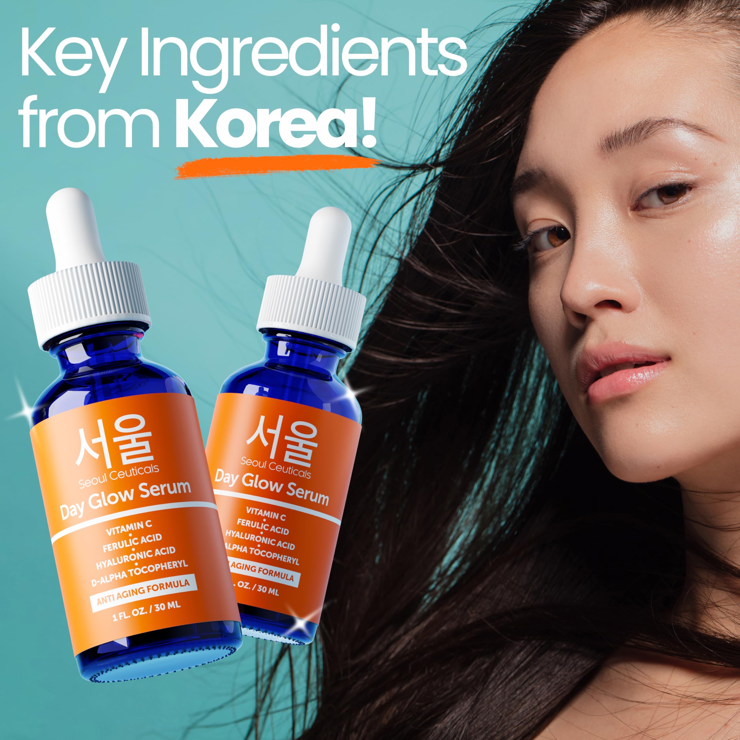 SeoulCeuticals Korean Skin Care 20% Vitamin C Hyaluronic Acid Serum + CE Ferulic Acid - Potent Anti Aging Vit C, Anti Wrinkle K Beauty Skincare 1oz