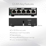 NETGEAR GS305 5 Port Gigabit Ethernet Switch Plug and Play Silent Desktop view 5
