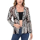 Anna-Kaci Women's Sparkly Sequin Cardigan Long Sleeve Open Front Glitter Party Evening Jacket