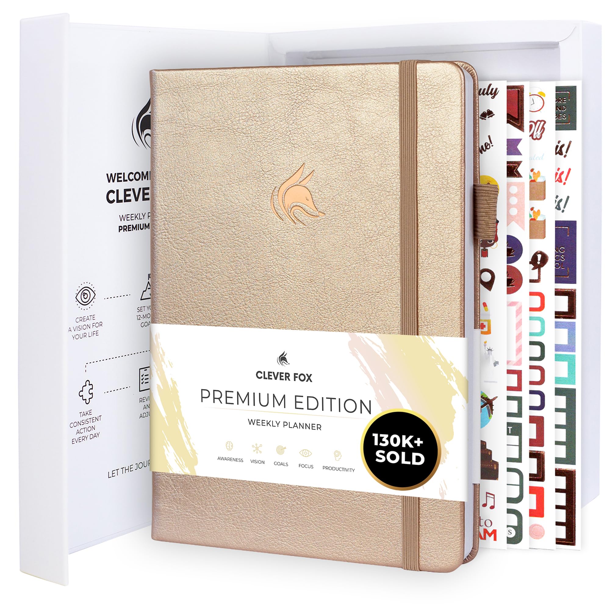 Clever Fox Planner Premium – Undated Weekly & Monthly Planner Organizer for Productivity & Time Management, A5 (Pearl)