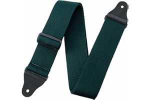 Nefelibata Guitar Strap,2.3" Thickened Solid Color Cotton Guitar Straps with Grain Leather Ends for Bass,Electric&Acoustic,Come with Gasket and Headstock Rope(Christmas Green)