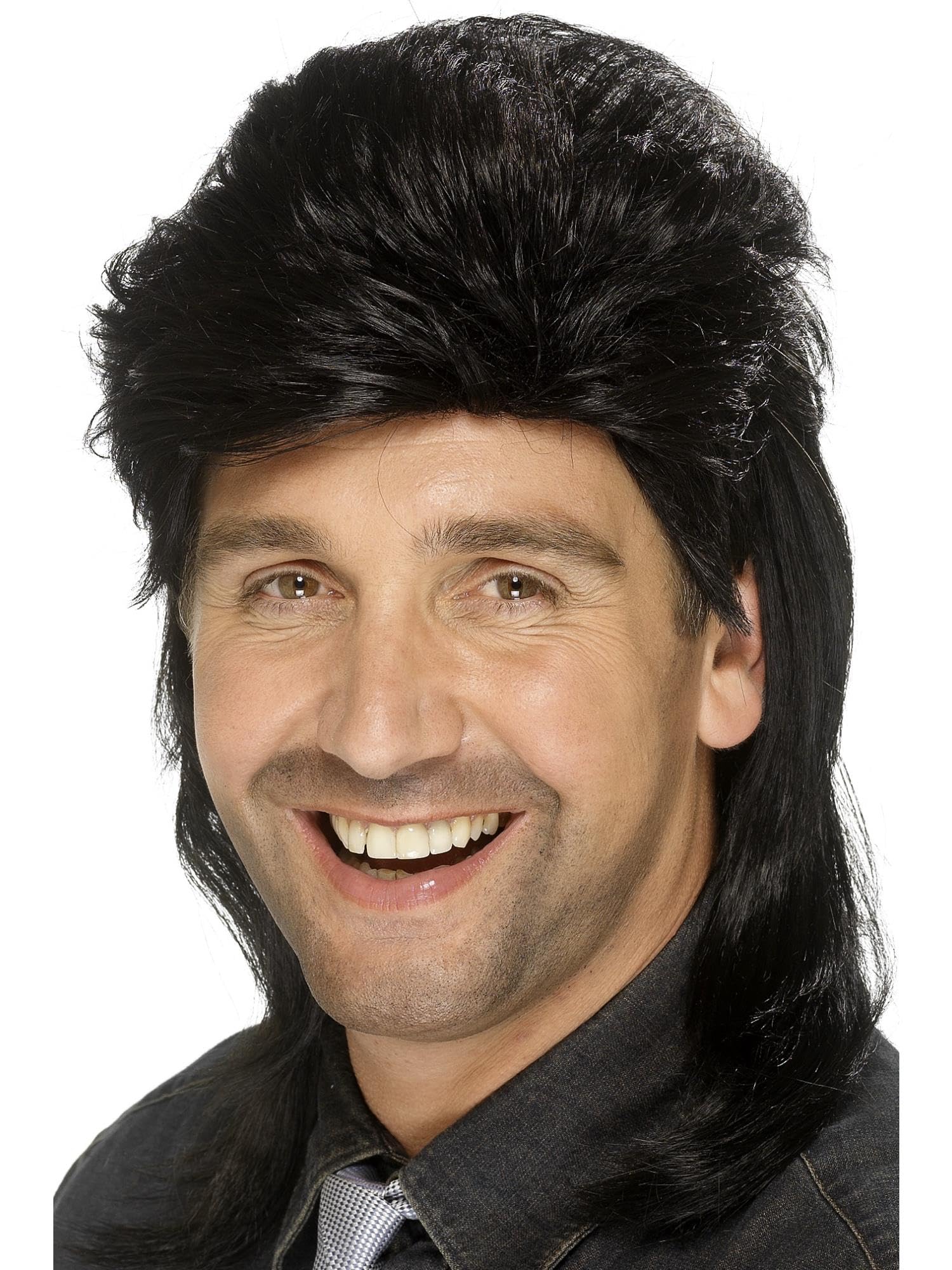 Smiffys Mullet Wig - Black(Size: US One Size)