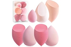 Makeup Sponge Set Foonbe Blender Sponges 7 Pcs for Liquid, Cream, and Powder, Latex Free, Multi colored Beauty Sponges with 1 Mini Sponge, Vegan & Cruelty-Free, Stocking Stuffers for Women