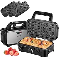 Decen Waffle Maker with Removable Plates, 3 in 1 Sandwich Maker, 1200W Panini Press Grill with 5-gear Temperature…