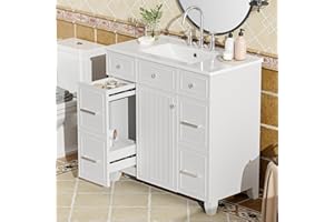 Polibi 36" Bathroom Vanity with Sink Top Set, Bathroom Storage Cabinet with Soft Close Doors and Drawers, Modern Cabinets for Bathroom, White