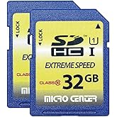 INLAND 32GB Class 10 SDHC Flash Memory Card Standard Full Size SD Card USH-I U1 Trail Camera by Micro Center (2 Pack)