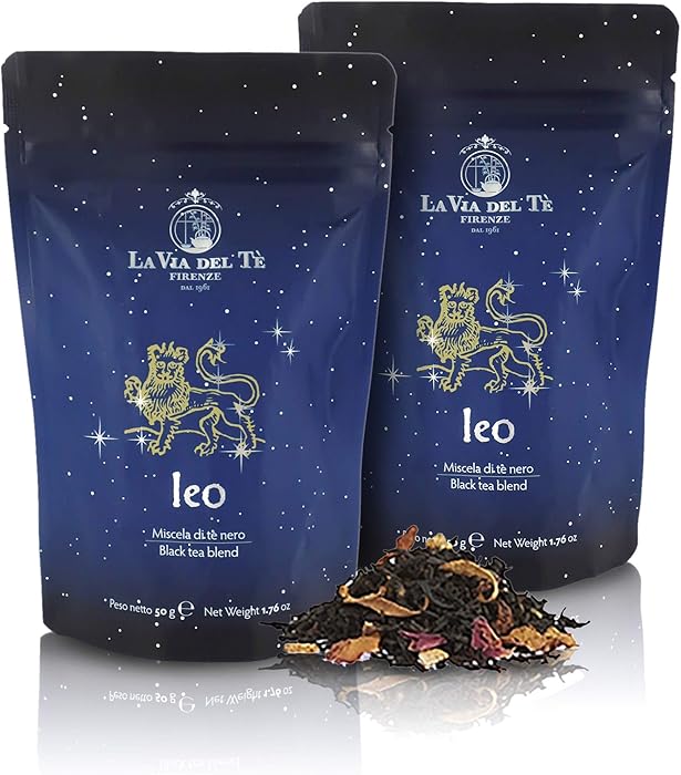 La Via del Te Leo, Scented Blend of Chinese Black Teas, Loose-Leaf Tea in Pouch, 50g / 1.76oz (Pack of 2 Pieces)