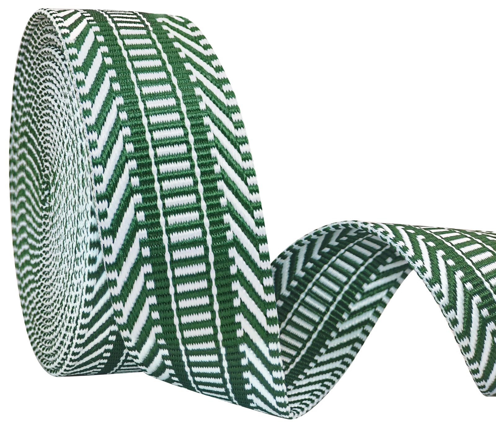 Photo 1 of 1.5 Inch Patterned Cotton Webbing Straps - 1 1/2 Inch 5 Yards Jacquard Fabric Ribbon Heavy Duty Straps for Bags Making,Harnesses,Backpack, Belts,Clothing,Sewing (T0149 Green)