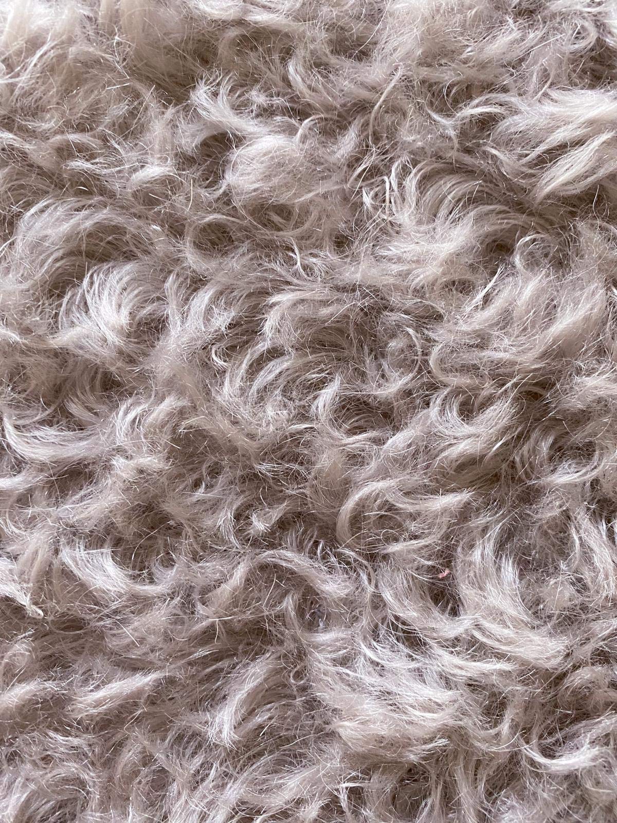 Steiff Schulte German 100% Mohair Fur Fabric for Teddy Bears DIY, Backing 100% Cotton (25 * 35cm, 5973 Beige Curly)