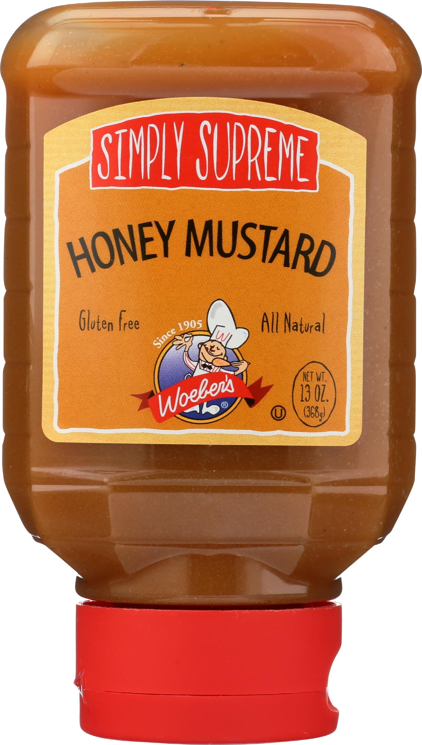 Woeber’s Simply Supreme Honey Mustard, All Natural, Kosher, Gluten Free, 13 Ounce (Pack of 6)