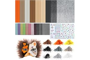 APZ DIY Cat Therian Mask Kit with Felt Fabric Sheet, Eye Meshes, Faux Fur Strips & Gem Stickers - Therian Mask Arts & Crafts Kit for Masquerade & Halloween