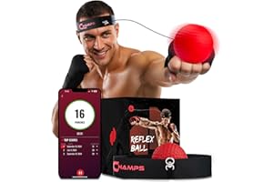 Champs MMA Boxing Reflex Ball with Punch Counter App | Boxing Equipment - Speed, Agility & Reflex Training | Hand Eye Coordination Training |Adjustable Headband| MMA Gear for Adults & Kids (Advanced)