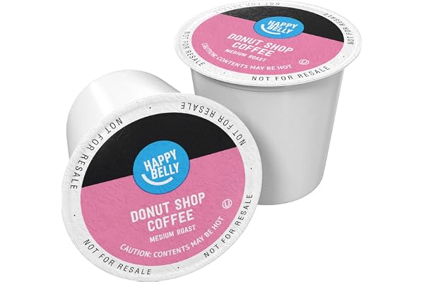 Amazon Brand - Happy Belly Medium Roast Coffee Pods, Donut Style, Compatible with Keurig 2.0 K-Cup Brewers, 100 Count