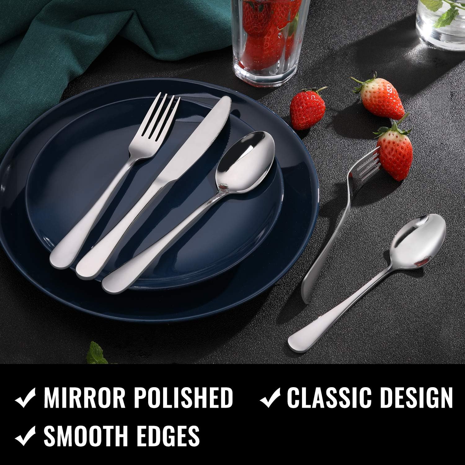  | Hiware 40-Piece Silverware Set with Organizer Tray for 8, Stainless Steel Flatware Cutlery Set For Home Kitchen Restaurant Hotel, Mirror Polished, Dishwasher Safe: Flatware Sets