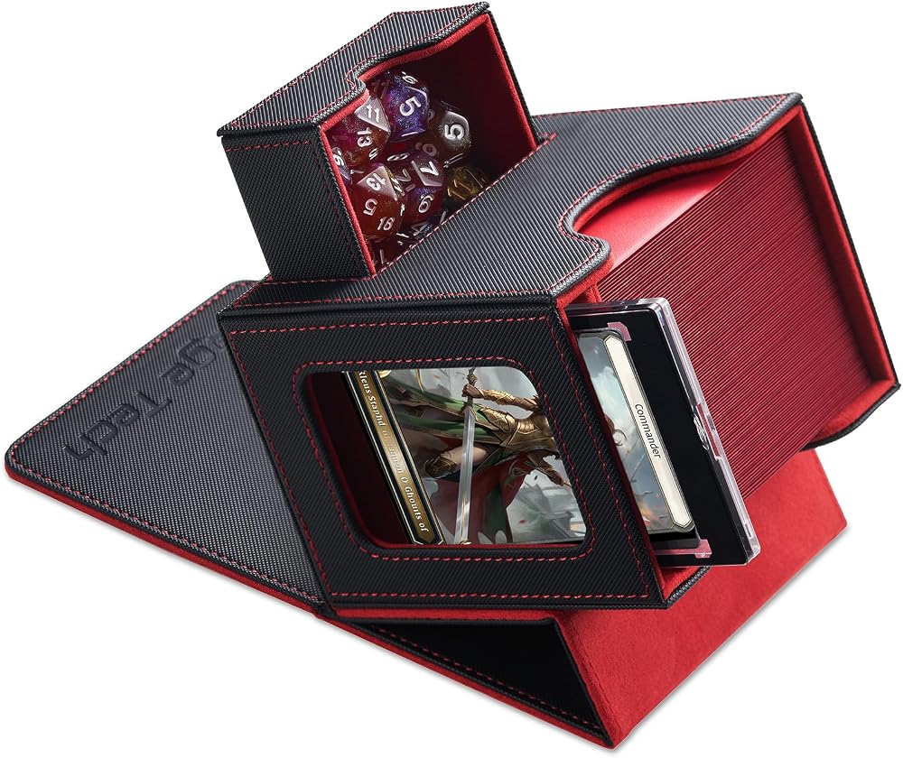 Mage Tech Commander Deck Box MTG Patented Black/Red 100 Double-Sleeved Cards