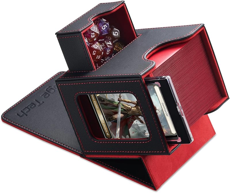 Mage Tech Commander Deck Box MTG Patented Black/Red 100 Double-Sleeved Cards