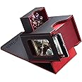 Mage Tech Card Deck Box for MTG Commander - Patented Design, Commander Display, Fits 100 Double-Sleeved Cards, 35pt Card Brick & Dice Tray - Black/Red