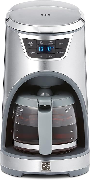Kenmore Elite 12 Cup Coffee Maker Brewer Grinder Programmable Stainless Steel Coffee Tea Espresso Makers Small Kitchen Appliances