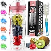 Zulay Fruit Infuser Water Bottle - 34oz - Leakproof With Full-Length Infusion Rod - Men Women's Ideal Fitness Gift Or For Gym, Camping