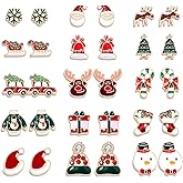 20Pairs Christmas Stud Earrings for Women Holiday Reindeer Snowflake Bell Earrings Xmas Tree Candy Cane Hat Post Earring Set Festive Christmas Jewelry Gifts