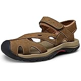 Jeossy Women's Leather Sports Sandals Summer Beach Closed Toe Outdoor Hiking Sandal Wide Width