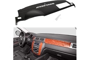 Kojem Dash Board Cover Cap Compatible with 2007-2014 Chevy Tahoe Suburban Silverado Avalanche GMC Yukon Sierra 1500 2500 HD 3500 HD Molded Dash Panel Overlay Without Dash Speaker Black Plastic