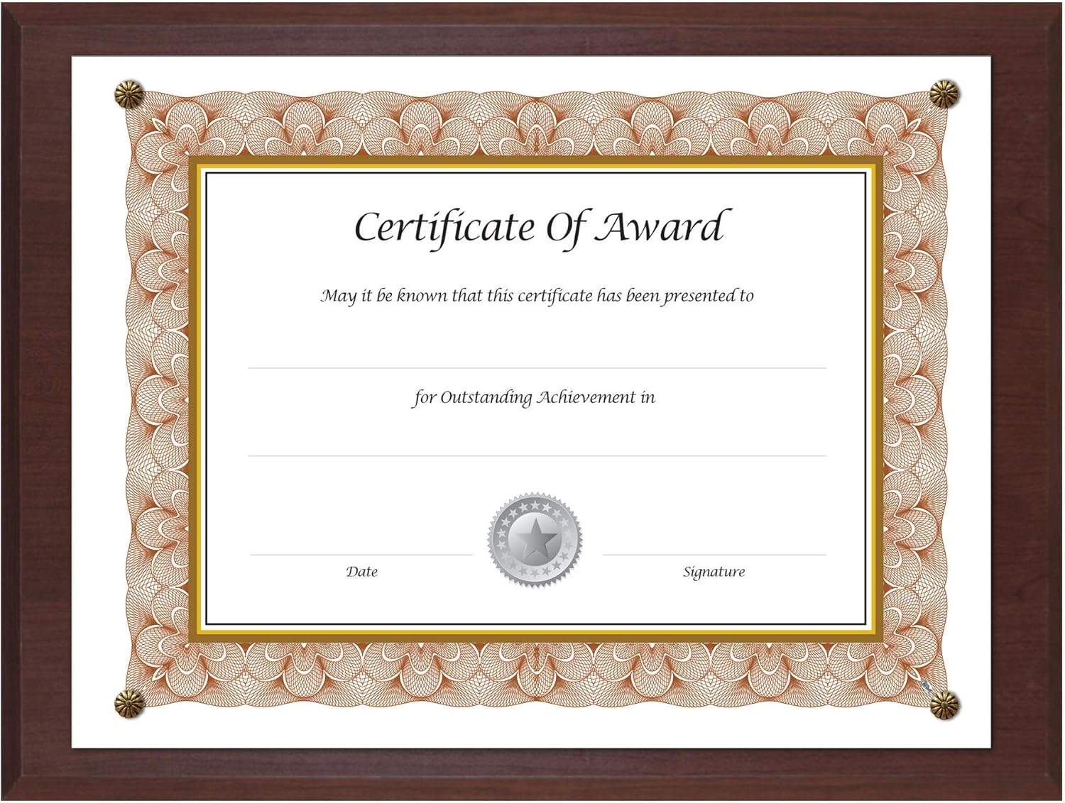 Award Plaque 13" x 10.5" Mahogany, 18813M : Document Frames : Office Products