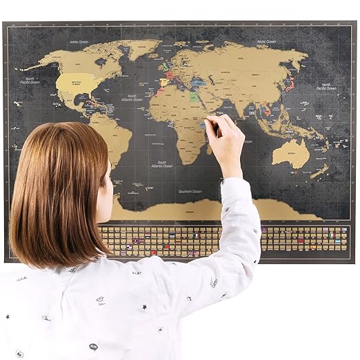 title=Mappa del mondo con bandiere XXL da grattare + BONUS A4 mappa del Regno Unito! –