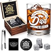 veecom Dad Whiskey Glasses 12 oz, Rock Glasses Dads Birthday Gifts Ideas, Cool Gag Gifts for Dads Who Wants Nothing, Unique New Dad Gift from Daughter, Kids on Fathers Day