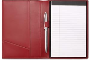 HISCOW Leather Junior Padfolio for Men & Women with Pen Loop, Italian Calfskin, Business Portfolio Notebook Folder (Bordeaux)