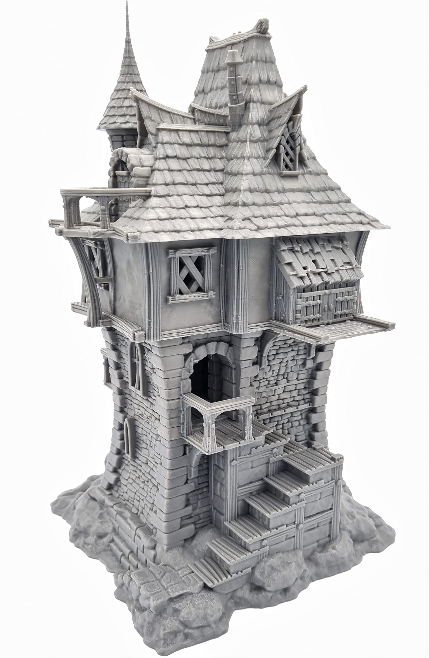 QP3D - Archmage's Manor Tower House - Fantasy Terrain Scenery for Tabletop & RPG 28-32mm Miniatures Wargame Props DnD D&D, 3D Printed and Paintable