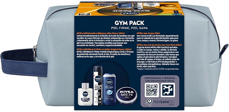 MEN Komplett-Pflege-Set Kulturbeutel, Geschenkset für Herren mit Gesichtscreme 75 ml + Duschgel 250 ml + After Shave Balm 100 ml, Deo-Spray 200 ml