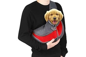 ELEVATED ENDEAVORS, LLC Dog Sling Carrier for Small & Medium Dogs - Breathable Mesh Puppy Travel Bag with Adjustable Strap, Zipper Touch Pocket- Perfect Pet Sling for Outdoor, Travel- Keep pet Comfortable (0-15lb, Red)