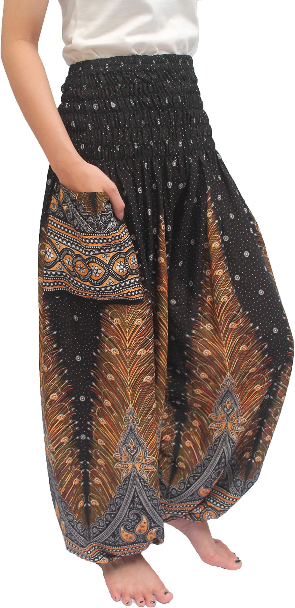 Harem Pant Yoga Bohos Extra Size for Men & Women Elastic Waist Smocks Rayon