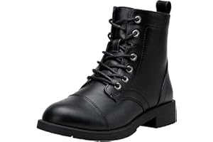 Vepose Women's 910 Ankle Boots Lace up, Flat Fashion Combat Booties Low Heel