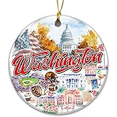 Washington D.C. Ornament 2025 – U.S. Capitol & White House Christmas Ornament – Patriotic America Souvenir Decoration – Washington D.C. Skyline Keepsake Gift for Travelers, Veterans & Collectors