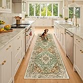 RELEANY Area Rugs 2'x8' Runner Rug Non Slip Washable for Kitchen Hallway Bedroom Beside Laundry Room Bathroom Rug, Floor Carpet, Brick Red Rust Neutral Brown Burnt Orange Green