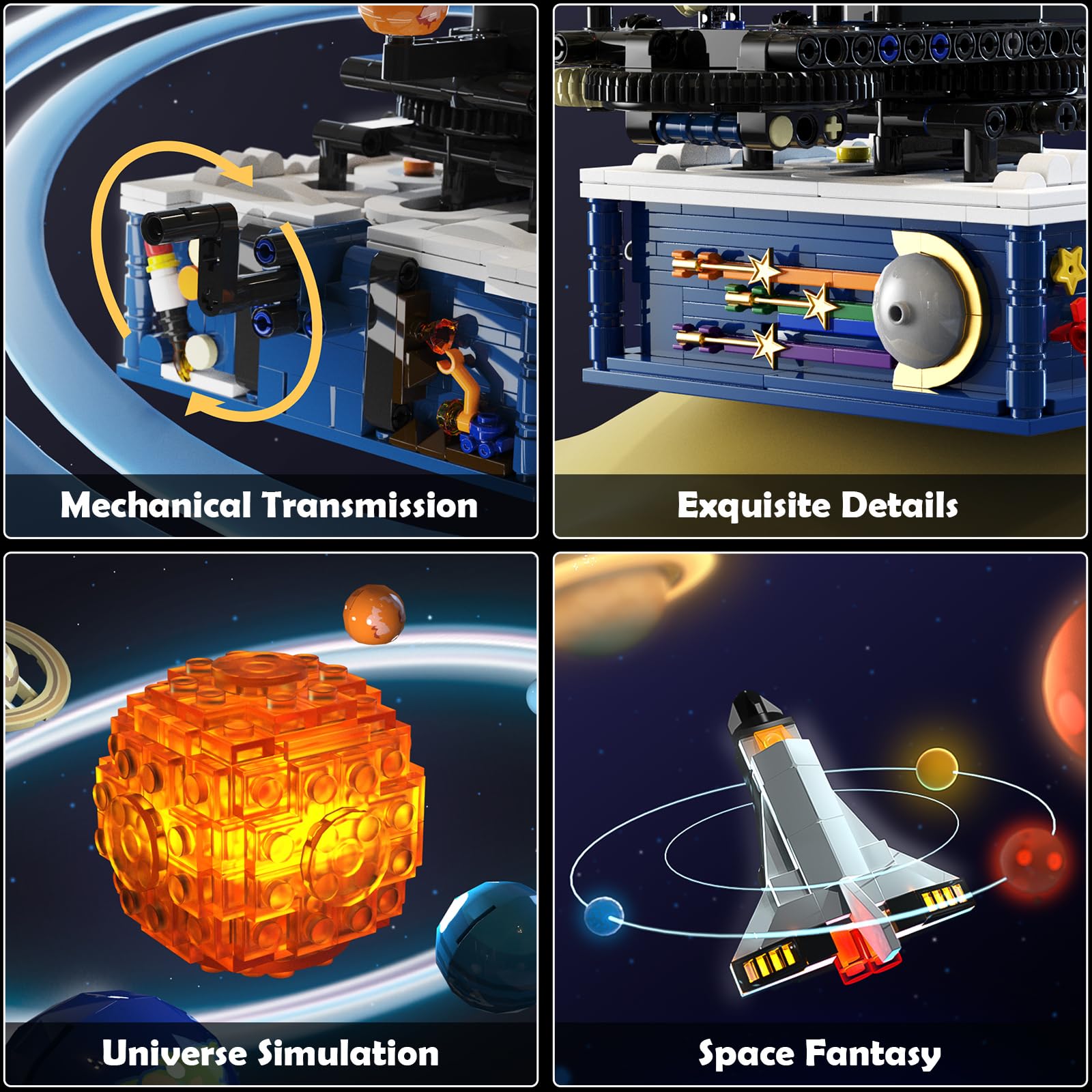 CUBIMANA Technik Sonnensystem Bauspielzeug mit Licht – Kosmischeforschung Rotations Bauset mit 8 Planeten und Raketenständer, 775 Teile Geschenke für 8+ Jahre alte Kinder Jungen Mädchen und Erwachsene 5