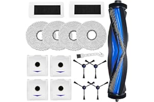DianSung Replacement Part for Ecovacs Deebot N30 Omni, N30 Pro Omni, N30 Pro Vacuum Cleaner,Roller Brush + 4 Mop Pads + 4 Dus