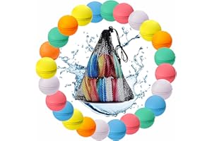 NOVAXON 24 Pcs Water Balloons, Reusable Water Balloons,Water Balls for Kids, Soft Silicone Water Balloons Quick Fill, Kids Adults Water Games, Ideal Gift for Kids. (24)