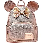 Loungefly Disney Minnie Mouse Pink Rose Metallic Womens Double Strap Shoulder Bag Purse