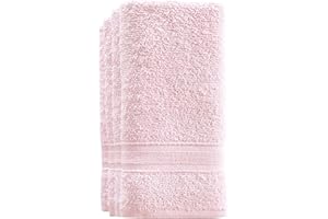 ALL DESIGN TOWELS Cotton Fingertip Towels Set - 4 Pack Pink Highly Absorbent, Soft Feel Fingertip Towels 11"x17"