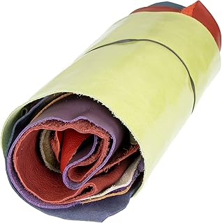 Langlauf Schuhbedarf ® Lederstücke mittel 1 kg bunt - farblich gemischt - alle Stücke Mind. DIN A4 - jetzt mit Gratis Anleitung Babypuschen