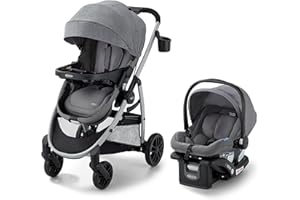 Graco Modes Pramette Travel System, 3-in1 Modular Carseat Stroller Combo, Infant Car Seat Carrier to Toddler Stroller, Includes the SnugRide 35 Car Seat, Ellington