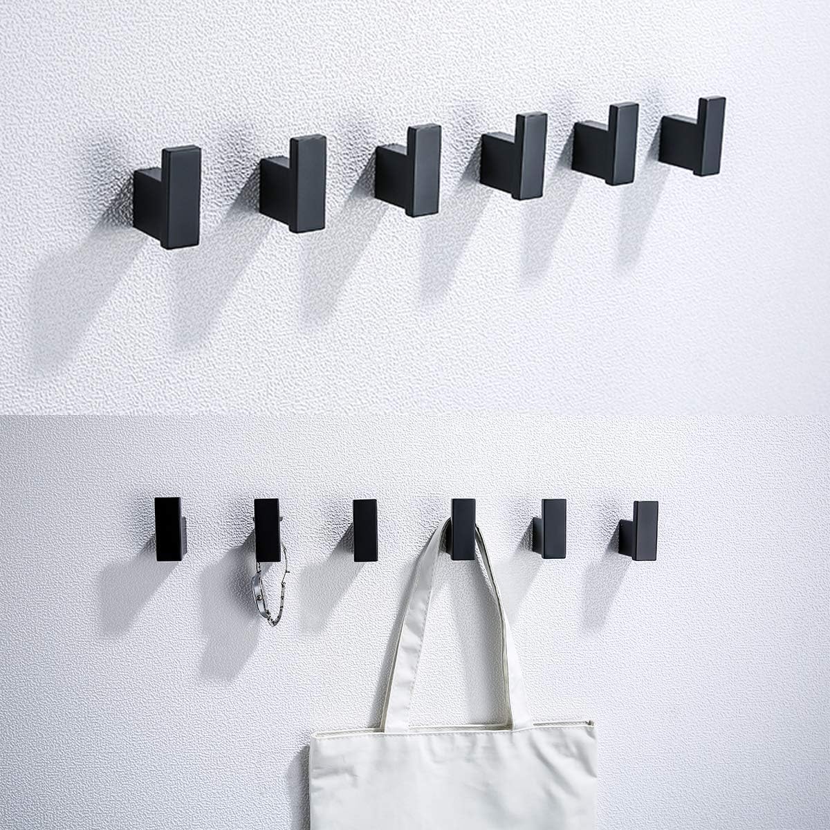 RANDOM Matte Black Towel Robe Hooks Bathroom Hardware Accessories Coat Hook 304 Stainless Steel Clothes Hook for Bath Kitchen Contemporary Hotel Style Wall Mounted 2 Pack. - - 