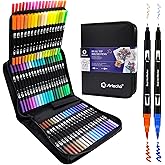 Artecho 72 Colors Markers for Adult Coloring Books, Dual Tip Markers for School, Fine and Brush Tip for Adults Coloring Books, Calligraphy, Drawing, Sketching
