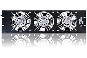 GRIFFIN 3U Rackmount Cooling Fan System (UltraQuiet X Edition) – Triple Exhaust Fans, Keep Studio Audio Equipment Gear Cool – Network IT Server Rails – DJ PA AMP Temperature Control Panel Cabinet